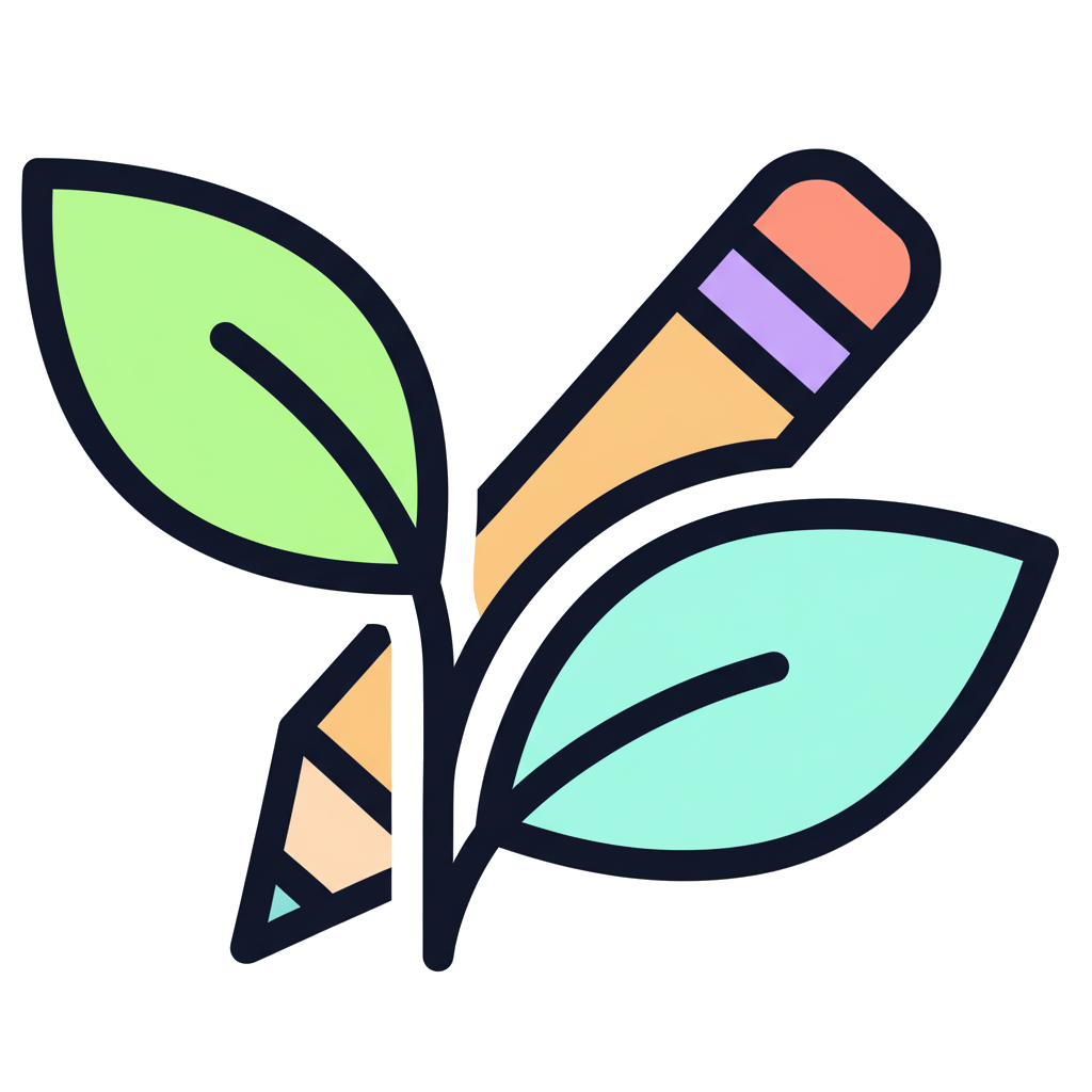 하루성장노트 연필 잎사귀 로고